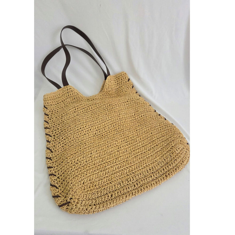 Vtg 80's Sand N Sun Natural Straw Tote Bag - Picture 4 of 8